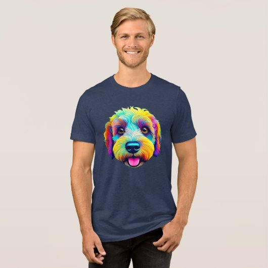 Sheepadoodle in kleur! Tri-Blend shirt (Voorkant volledig)