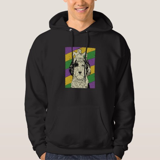 Sheepadoodle Jester Mardi Gras Doodle Dog Mom or D Hoodie (Voorkant)