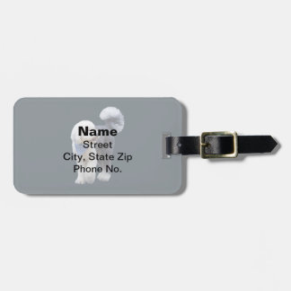 Sheepadoodle Met Blauwe Geruite Sjaal Bagagelabel