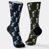 Sheepadoodle Met Blauwe Geruite Sjaal Sokken (Gebogen)
