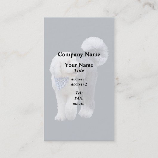 Sheepadoodle Met Blauwe Geruite Sjaal Visitekaartje (Voorkant)