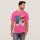 Sheepadoodle Patriotic, 4 juli, Amerikaanse hond T-shirt (Voorkant volledig)