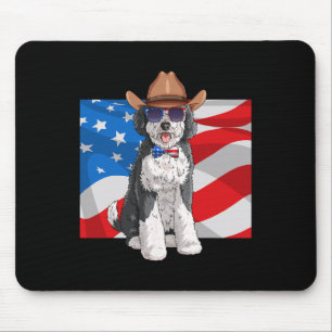 Sheepadoodle Patriotic Merica 4 juli Amerikaans Muismat