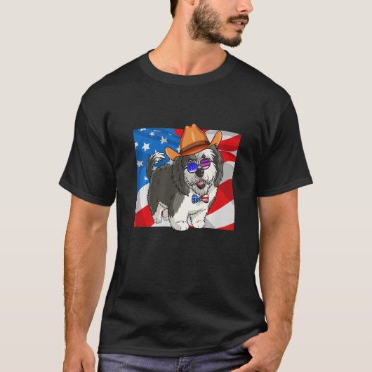 Sheepadoodle Patriotic Merica 4th Of July American T-shirt (Voorkant)