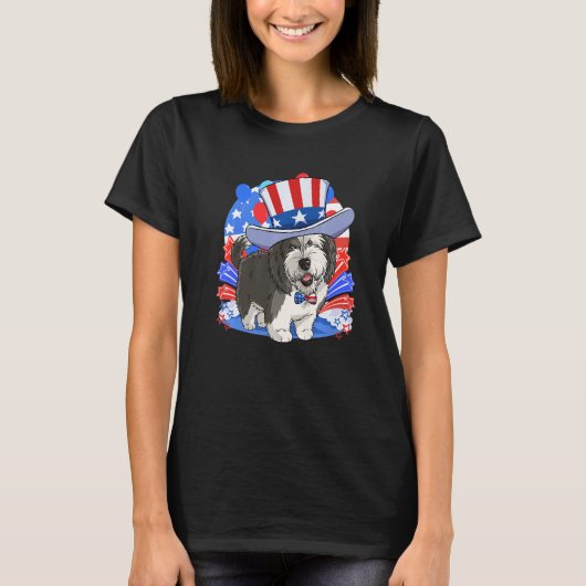 Sheepadoodle Patriotic Uncle Sam 4th Of July Ameri T-shirt (Voorkant)