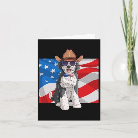 Sheepadoodle Patriottisch Merica 4 juli Amerikaans Kaart (Voorkant)