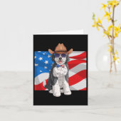 Sheepadoodle Patriottisch Merica 4 juli Amerikaans Kaart (Gele Bloem)