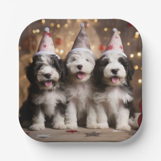 Sheepadoodle Puppy Celebration Borden Papieren Bordje