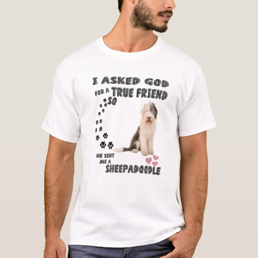 Sheepadoodle Quote Mom Sheepdogpoo Dad, Cute Sheep T-shirt (Voorkant)