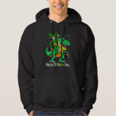 Sheepadoodle Riding Dinosaur Patricks Day Shamrock Hoodie (Voorkant)
