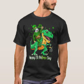 Sheepadoodle Riding Dinosaur Patricks Day Shamrock T-shirt (Voorkant)