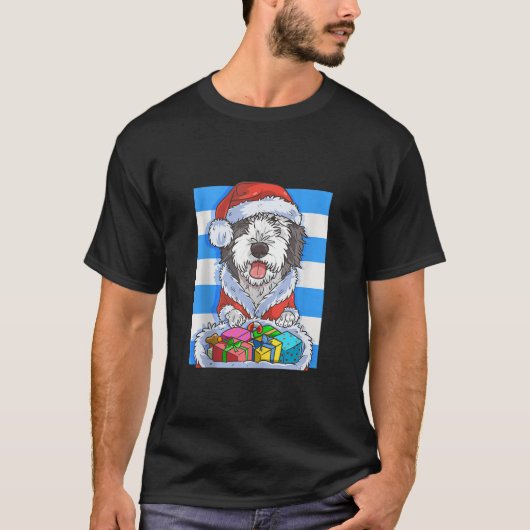 Sheepadoodle Schattige Hond Sinterklaas Kerstmis X T-shirt (Voorkant)