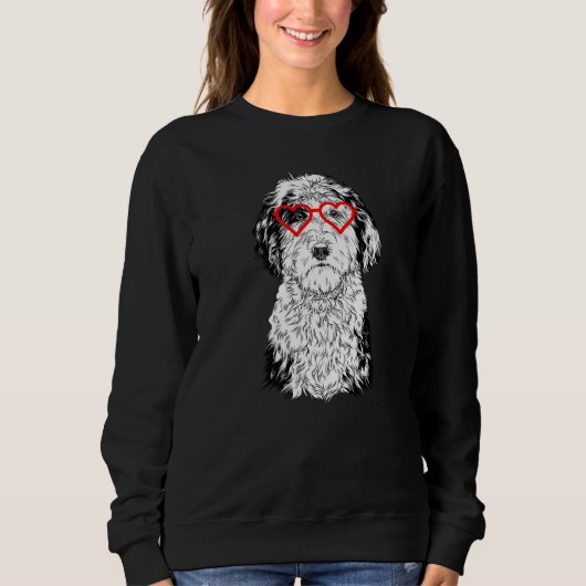 Sheepadoodle Valentijnsdag Dog Mom Dog Trui (Voorkant)