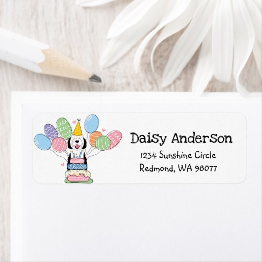 Sheepadoodle Verjaardagsfeestje Retouradres Etiket (Insitu)