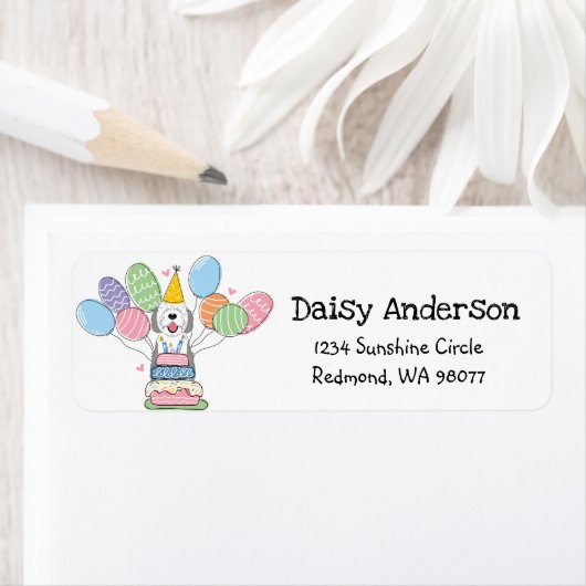 Sheepadoodle Verjaardagsfeestje Retouradres Etiket (Insitu)