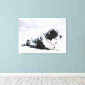 Sheepdog (Akbash/collie-mix) die tijdens Canvas Afdruk (Insitu (Houten vloer))