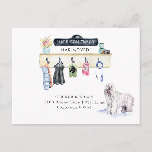 Sheepdog Mudroom Moving Aankondiging Briefkaart (Voorkant)
