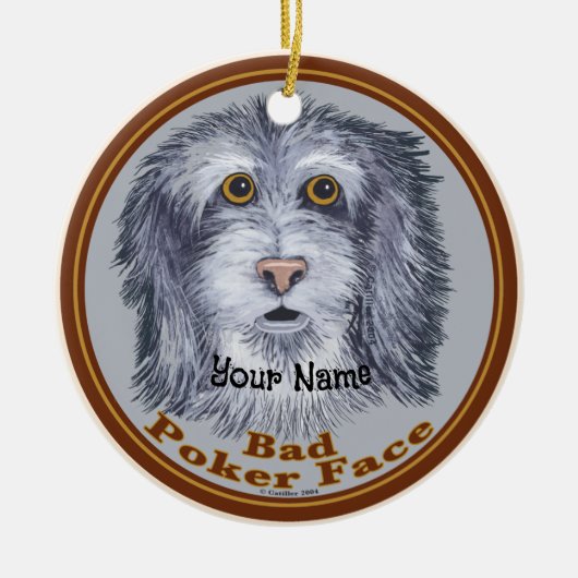 Sheepdog Poker Face Keramisch Ornament (Voorkant)
