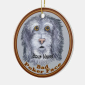 Sheepdog Poker Face Keramisch Ornament (Links)