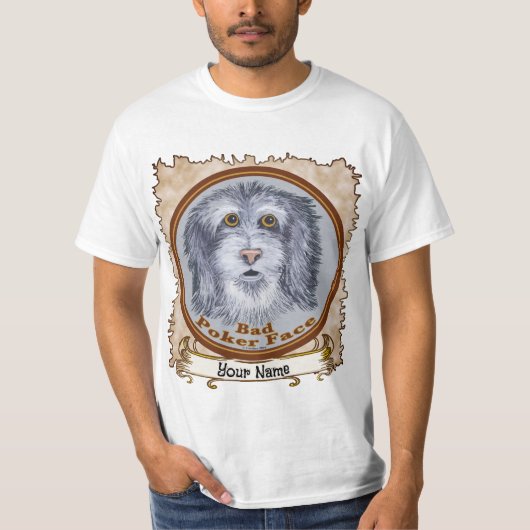 Sheepdog Poker Gezicht T-shirt (Voorkant)