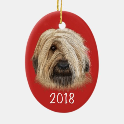 Sheepdog Portrait Keepomwille Jaar Keramisch Ornament (Achterkant)