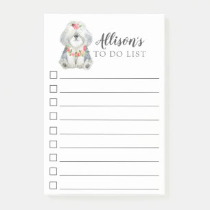Sheepdog Puppy is aangepast aan lijst Post-it® Notes