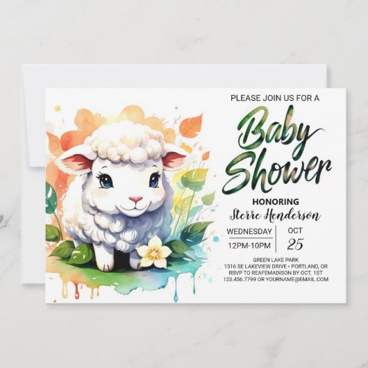 Sheepish Wonder Lamb Meisje Baby shower Kaart (Voorkant)