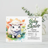 Sheepish Wonder Lamb Meisje Baby shower Kaart (Staand voorkant)