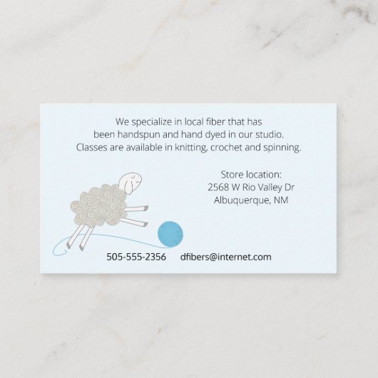Sheepy Dreams Yarn Store Visitekaartje (Achterkant)