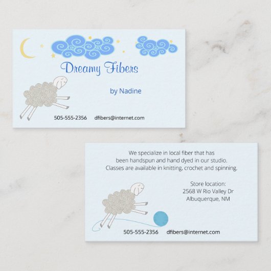 Sheepy Dreams Yarn Store Visitekaartje (Voorkant / Achterkant)