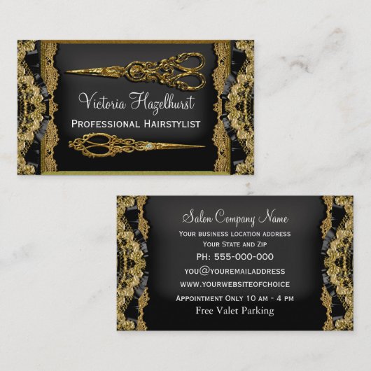 Sheer Hazelhurst Double Scissor Haarstylist Visitekaartje (Voorkant / Achterkant)