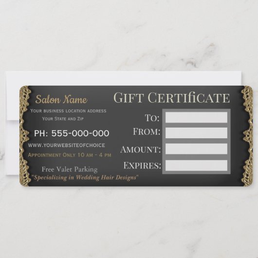 Sheer Hazelhurst Scissor Salon Gift Certificate Aankondiging (Achterkant)