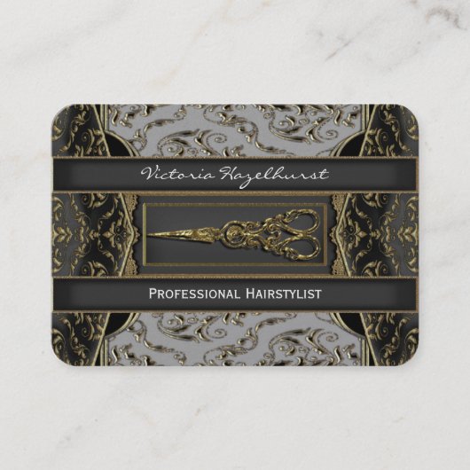 Sheer Hazlehurst Antiqued Scissors Hair Stylist Visitekaartje (Voorkant)