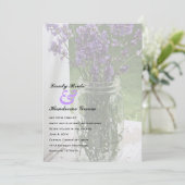 Sheer Mason Jar Lavender Wedding Invitation Kaart (Staand voorkant)
