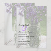 Sheer Mason Jar Lavender Wedding Invitation Kaart (Voorkant / Achterkant)