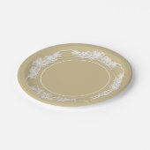 Sheer Poinsettia Kant op Goud Papieren Bordje (Gekanteld)