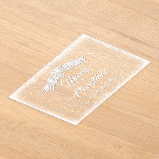 Sheer Poinsettia Lace Acryl Vakantie Kaart Acryl Uitnodigingen (Laagn)