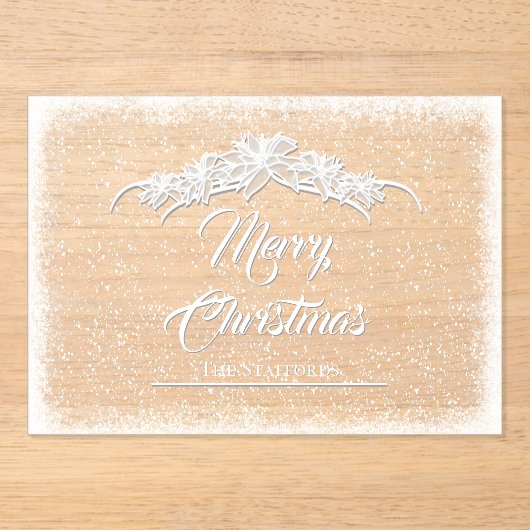 Sheer Poinsettia Lace Acryl Vakantie Kaart Acryl Uitnodigingen (Voorkant)