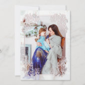 Sheer Poinsettia Lace Blush Foto Kerst Kaart (Voorkant)