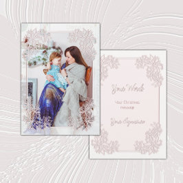 Sheer Poinsettia Lace Blush Foto Kerst Kaart
