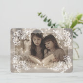 Sheer Poinsettia Lace Flat Holiday Kaart (Staand voorkant)