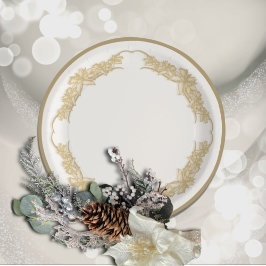 Sheer Poinsettia Lace White Paper Borden Papieren Bordje