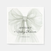 Sheer Sage Bow Script Neutral Baby Servet (Voorkant)