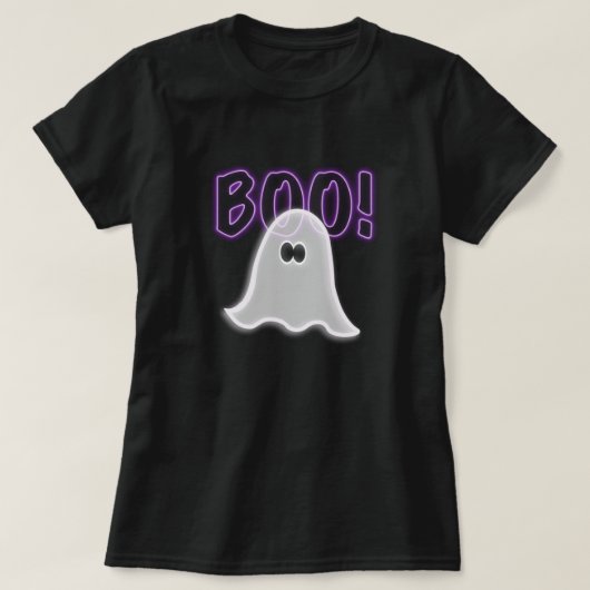 Sheer Semi-Transparant Paarse Boo Ghost T-shirt (Design voorkant)