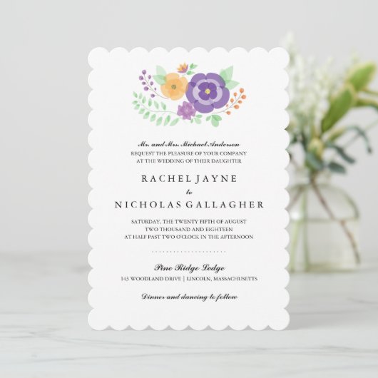 Sheer Summer Flowers | Bruiloft Kaart (Staand voorkant)