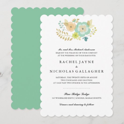 Sheer Summer Flowers | Bruiloft Kaart (Voorkant / Achterkant)