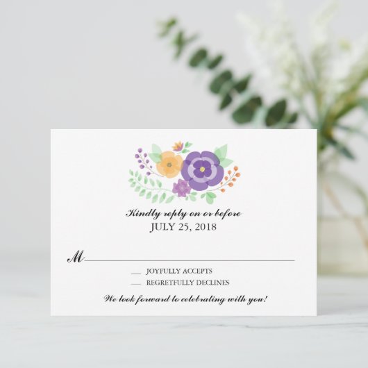 Sheer Summer Flowers | Bruiloft RSVP (Staand voorkant)