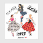 sheet/6 Polka-Dot 1950s Retro Rockabilly Vrouwen Sticker (Vel)