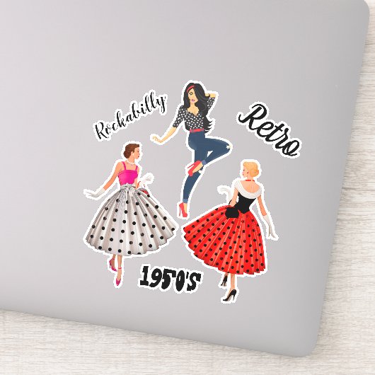 sheet/6 Polka-Dot 1950s Retro Rockabilly Vrouwen Sticker (Detail)