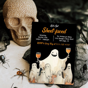 Sheet-Faced Ghosts Cocktails Volwassen Halloween P Kaart